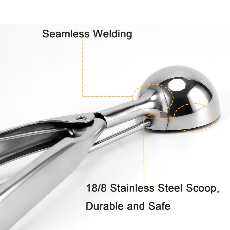Saebye Large Cookie Scoop, 5.4 Tbsp/ 2.7 OZ, 2.5 inch/ 63MM Ball, 18/8 Stainless Steel Ice Cream Scoop, Cupcake Scoop, Secondary Polishing - Image 4